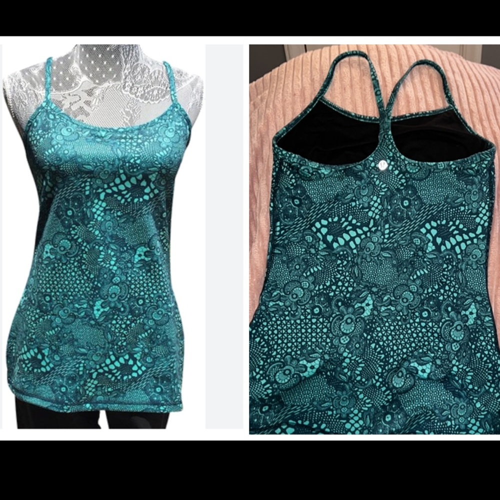 Lululemon Power Y Tank Top Pretty Lace Bali Breeze Alberta Lake Full-on Luon EUC